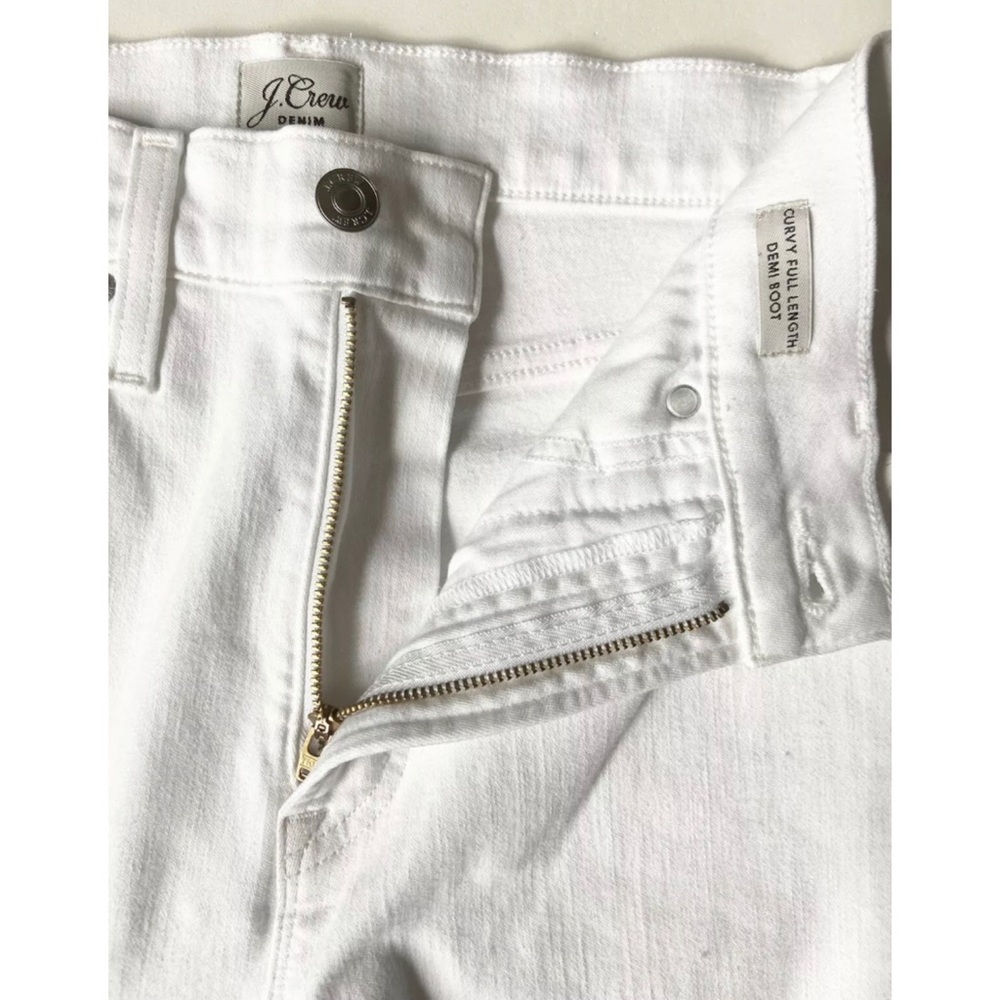 J Crew Denim 27 x 31 White Jeans Curvy Full Length Demi Boot Stretch - Picture 5 of 13